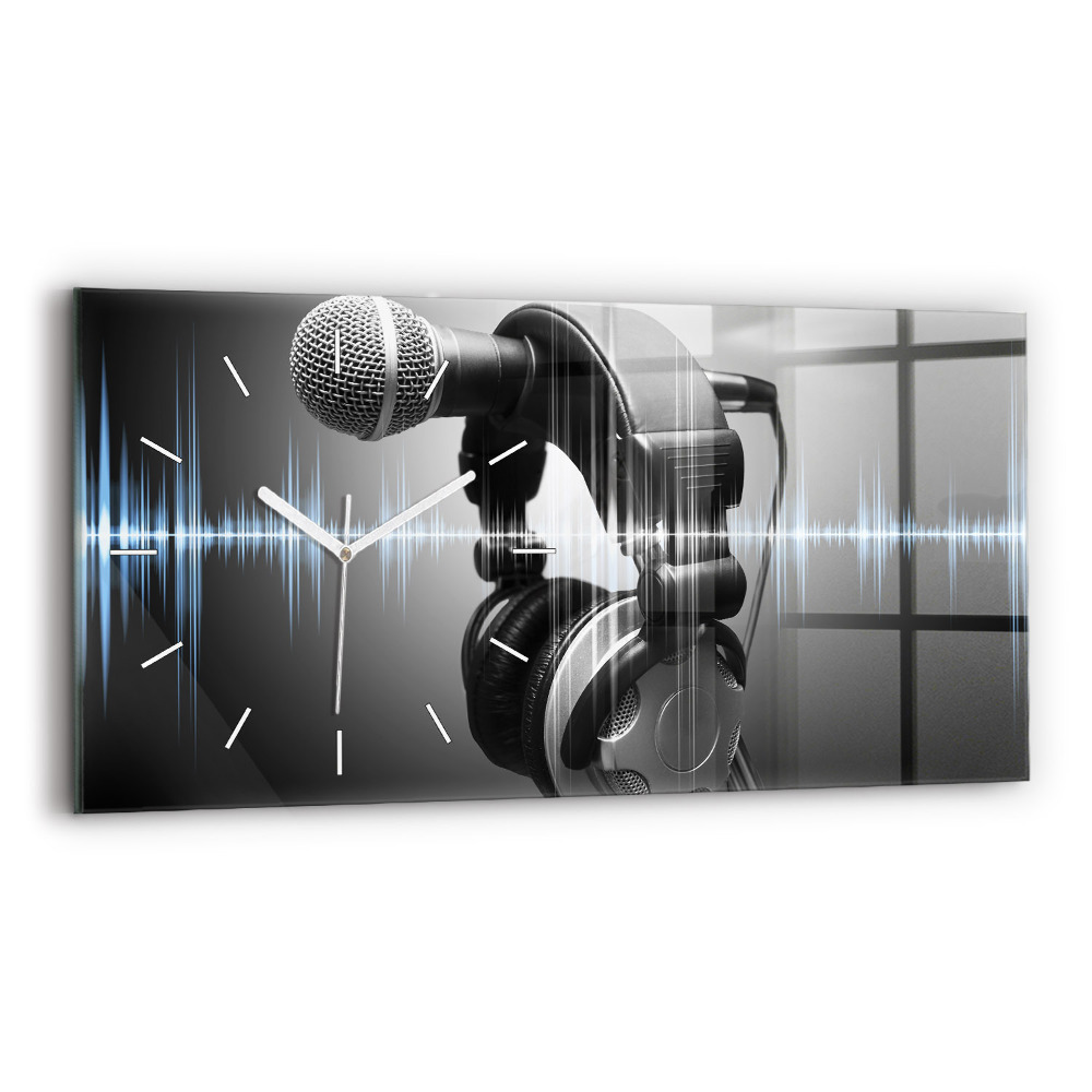 Vízszintes üvegóra Mikrofon és fejhallgató
