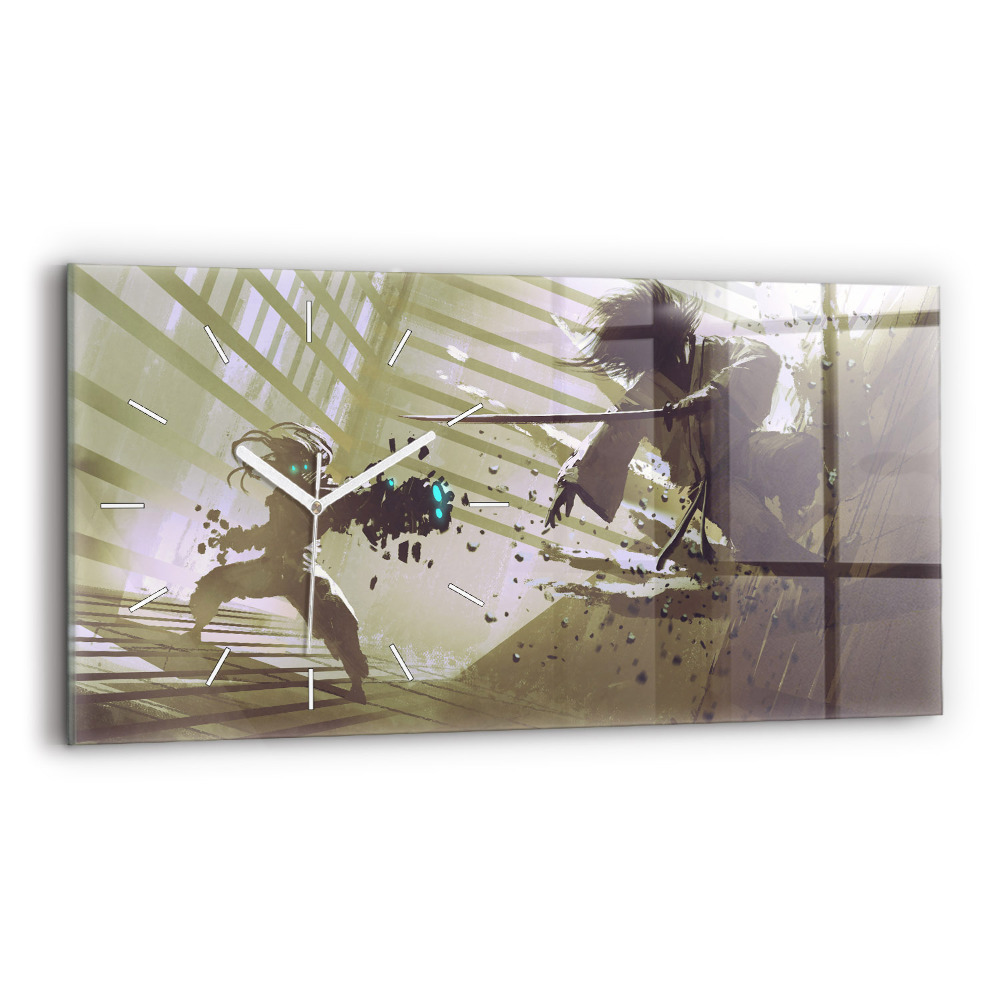 Vízszintes üvegóra Harc robot és szamuráj között