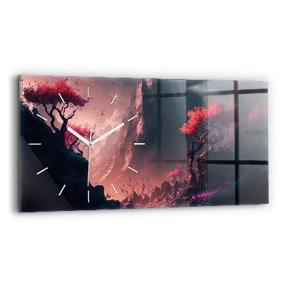 Vízszintes üvegóra Varázslatos erdő és hegyvonulat