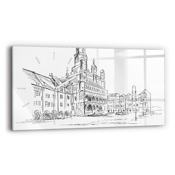 Üvegóra vízszintesen Poznan régi városának vázlata