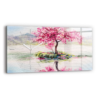 Vízszintes üvegóra Egy fa mozaikja