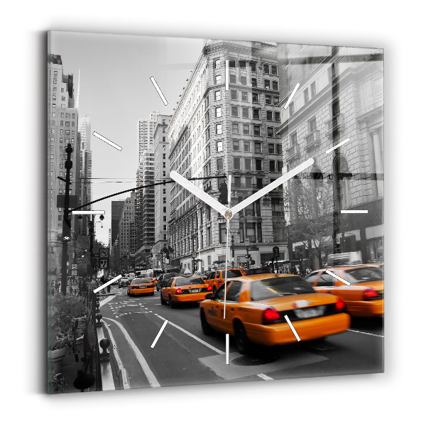 Szögletes fali üvegóra Manhattan és taxik