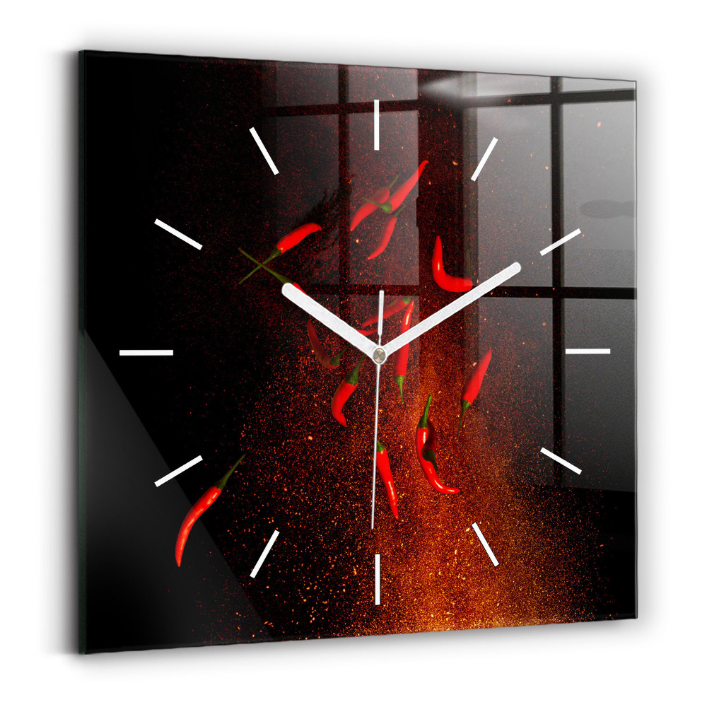 Szögletes fali üvegóra Chilipaprika