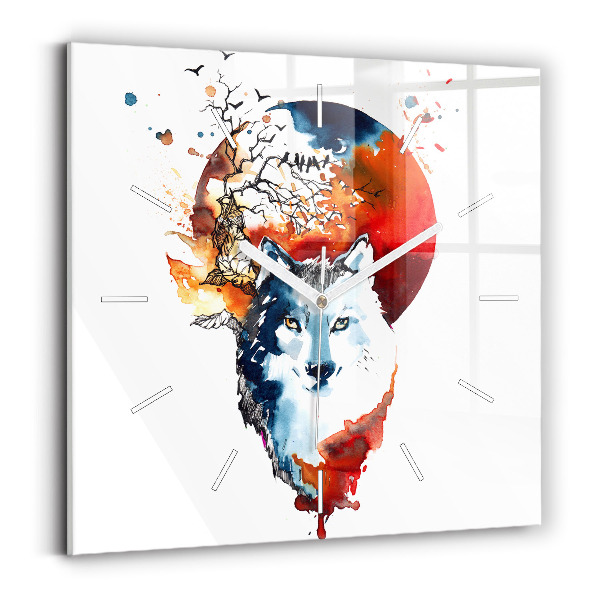 Szögletes fali üvegóra Farkas és teljesség