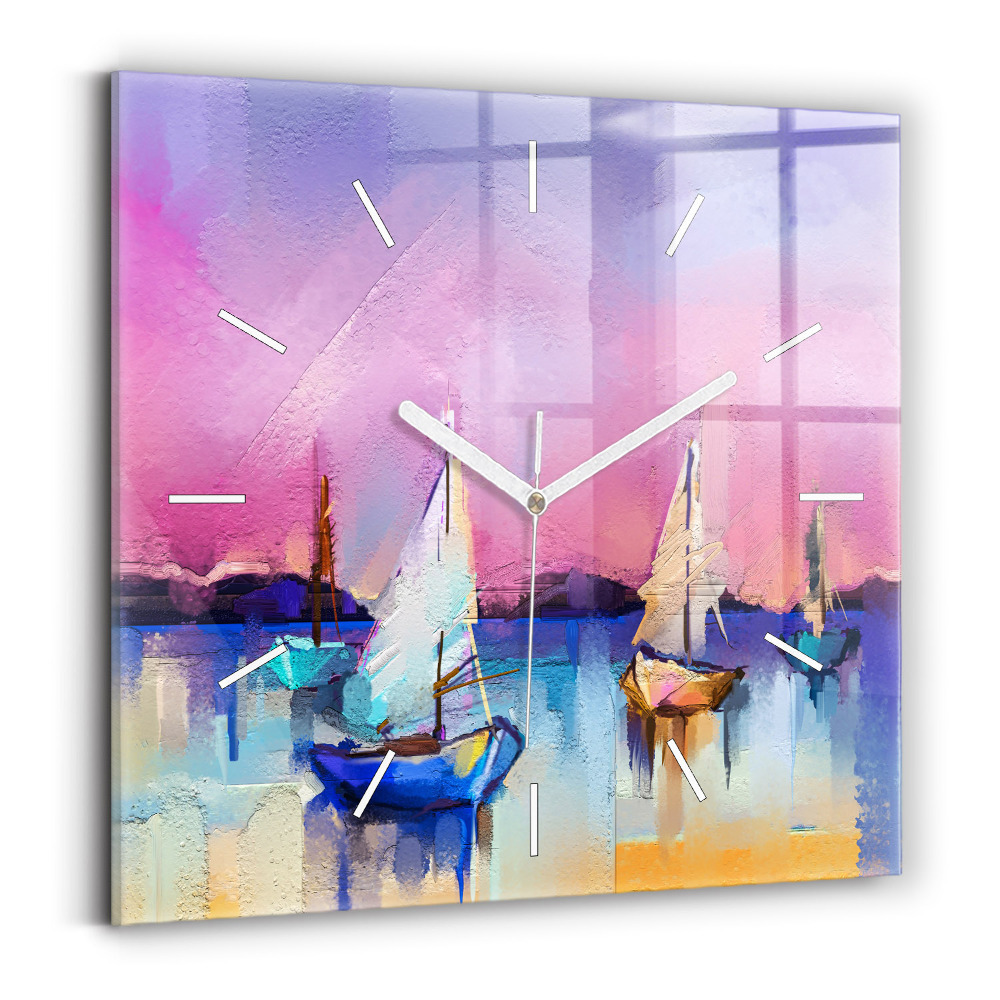 Szögletes üvegóra Tengeri táj