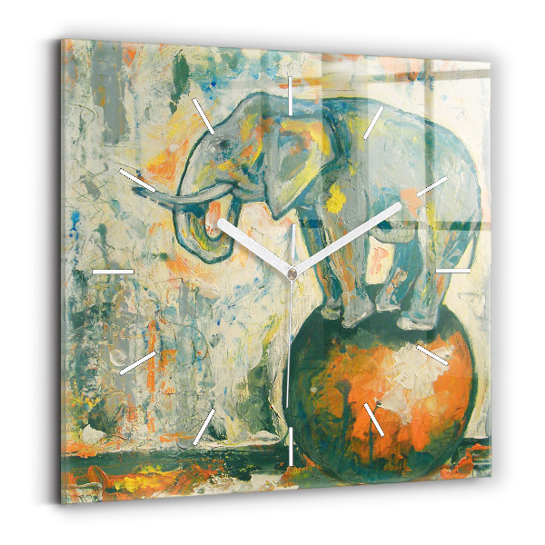 Szögletes fali üvegóra Festett elefánt testtartás