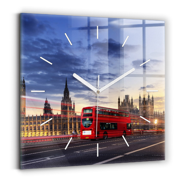 Szögletes üvegóra Piros londoni busz