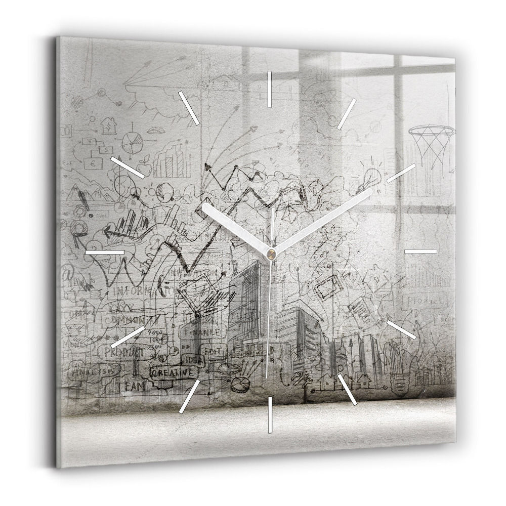 Szögletes fali üvegóra Egy város vázlata