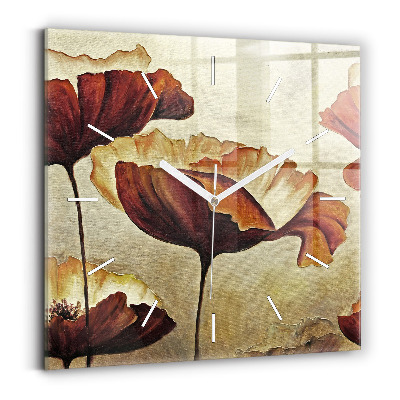 Szögletes üvegóra Festett pipacsok