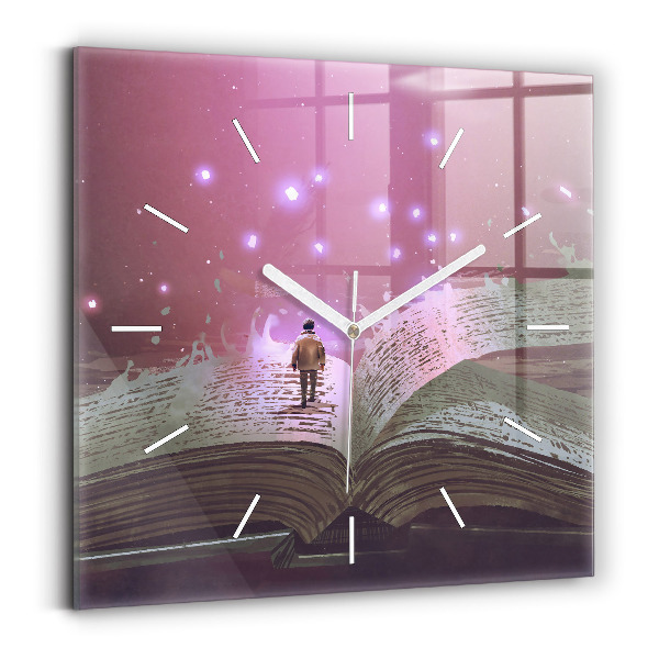 Szögletes fali üvegóra Könyv absztrakció