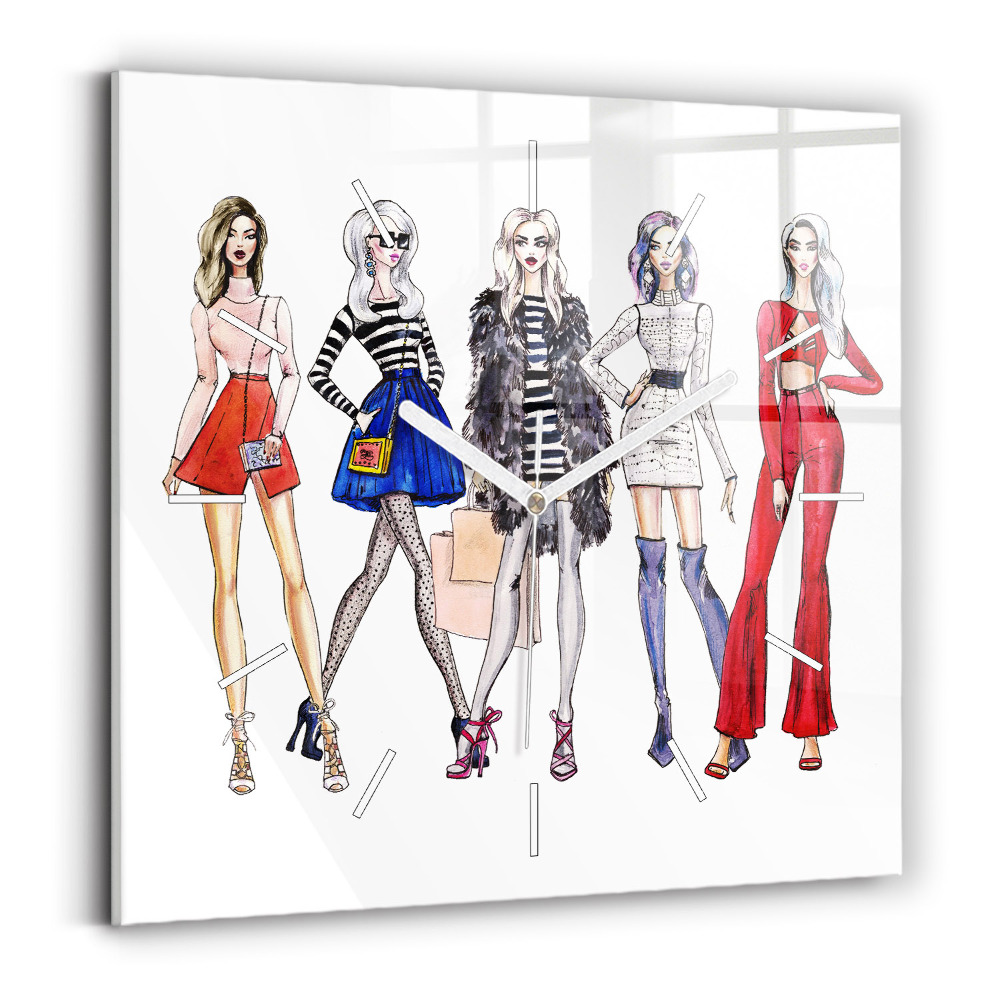 Szögletes fali üvegóra Divatos lányok