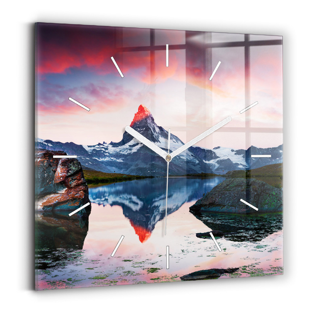 Szögletes fali üvegóra Stellisee Matterhorn-tó