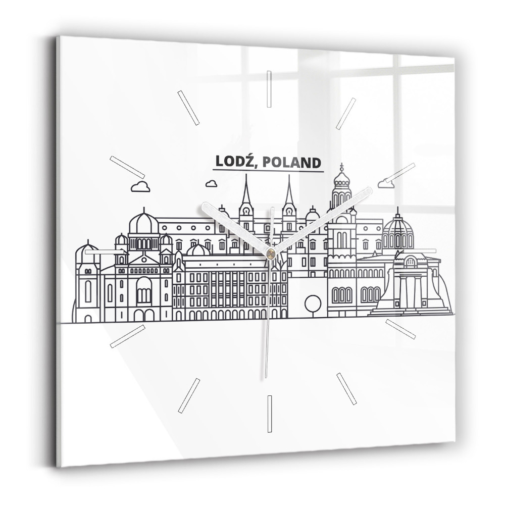Szögletes üvegóra Łódźi építészeti panoráma