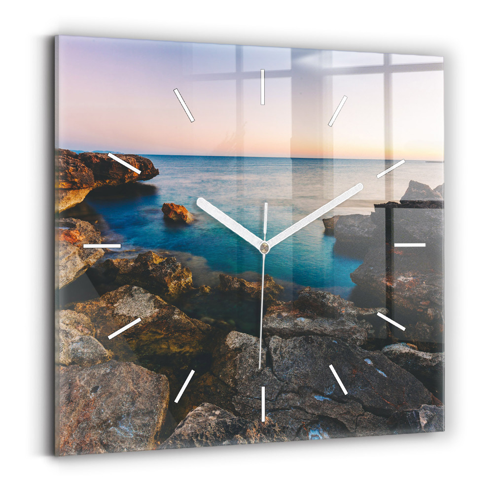 Szögletes üvegóra Tengeri táj