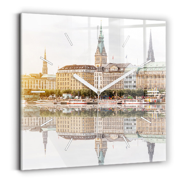 Szögletes fali üvegóra Hamburg folyó Németországban