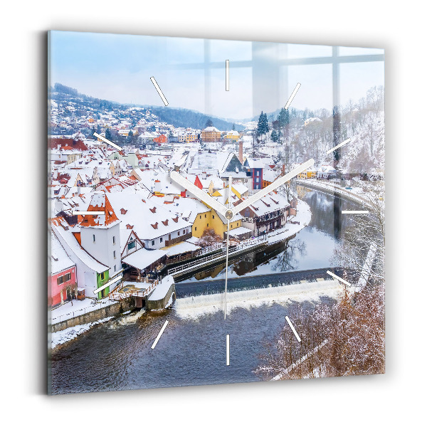 Szögletes üvegóra Panoráma a városról télen