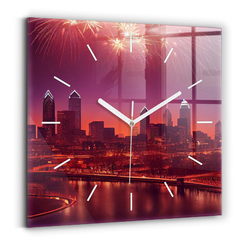 Szögletes üvegóra Éjszakai város Philadelphia