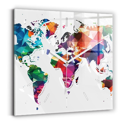 Szögletes üvegóra Világtérkép háromszögek