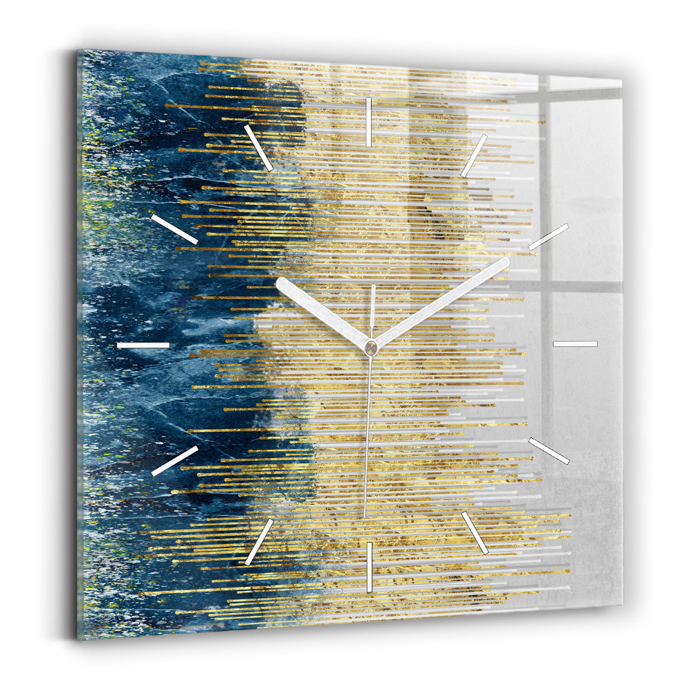 Szögletes fali üvegóra Dekoratív minta és arany