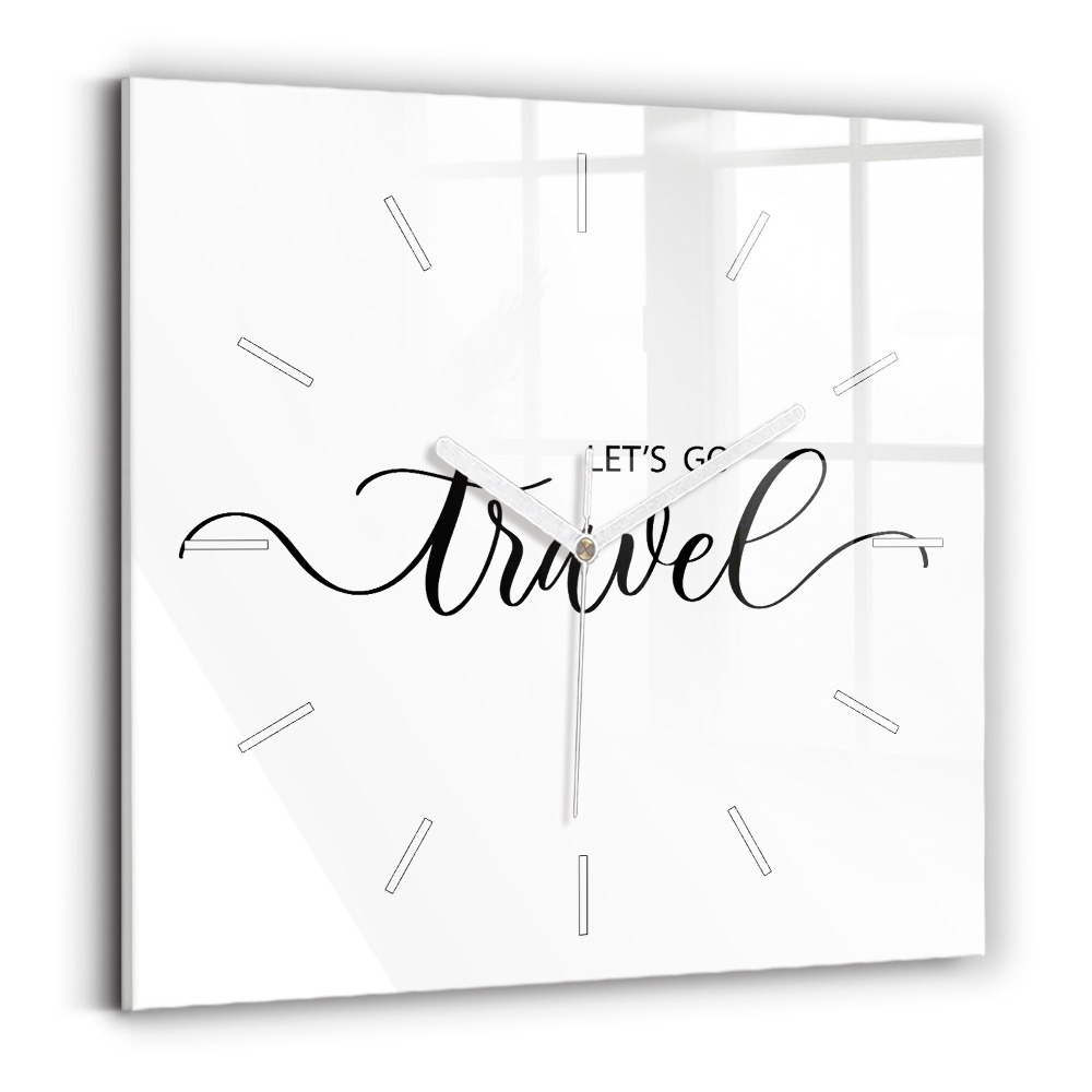 Szögletes üvegóra Utazási felirat