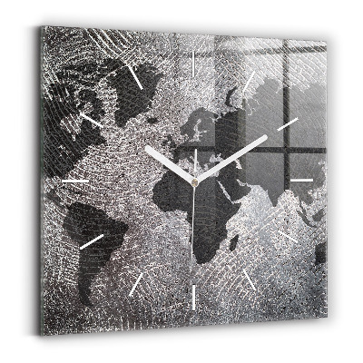 Szögletes fali üvegóra Világtérkép beton