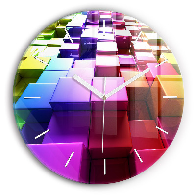 Kerek üvegóra Színes kockák