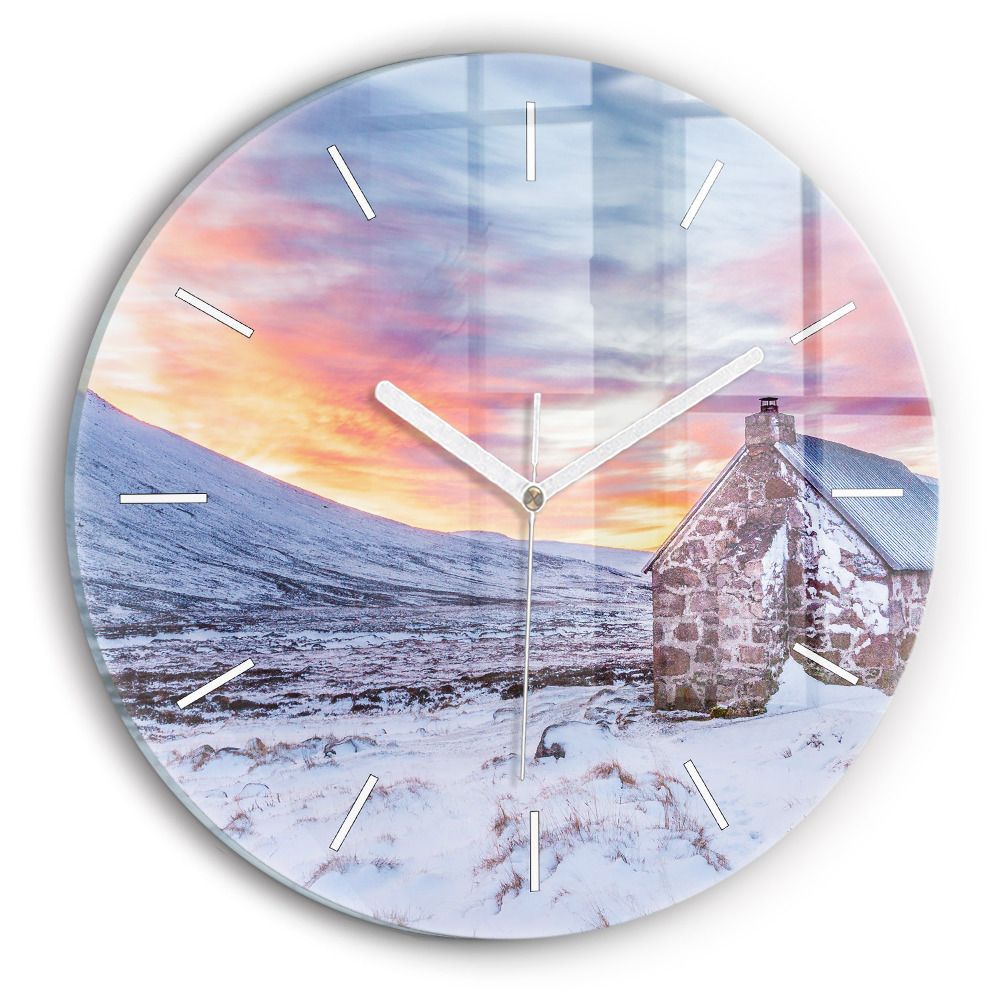 Kerek fali üvegóra Házikó a hegyekben