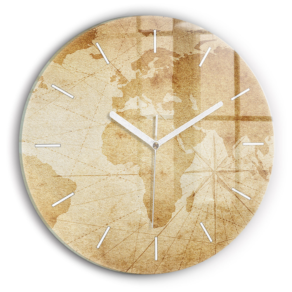 Kerek üvegóra Vintage világtérkép