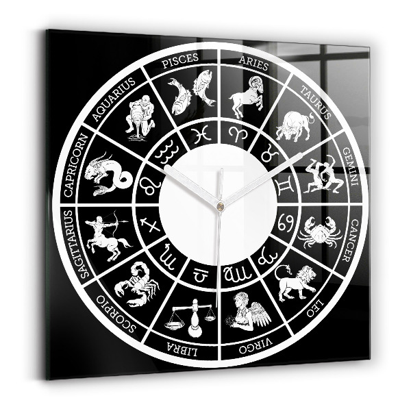 Szögletes fali üvegóra Zodiákus
