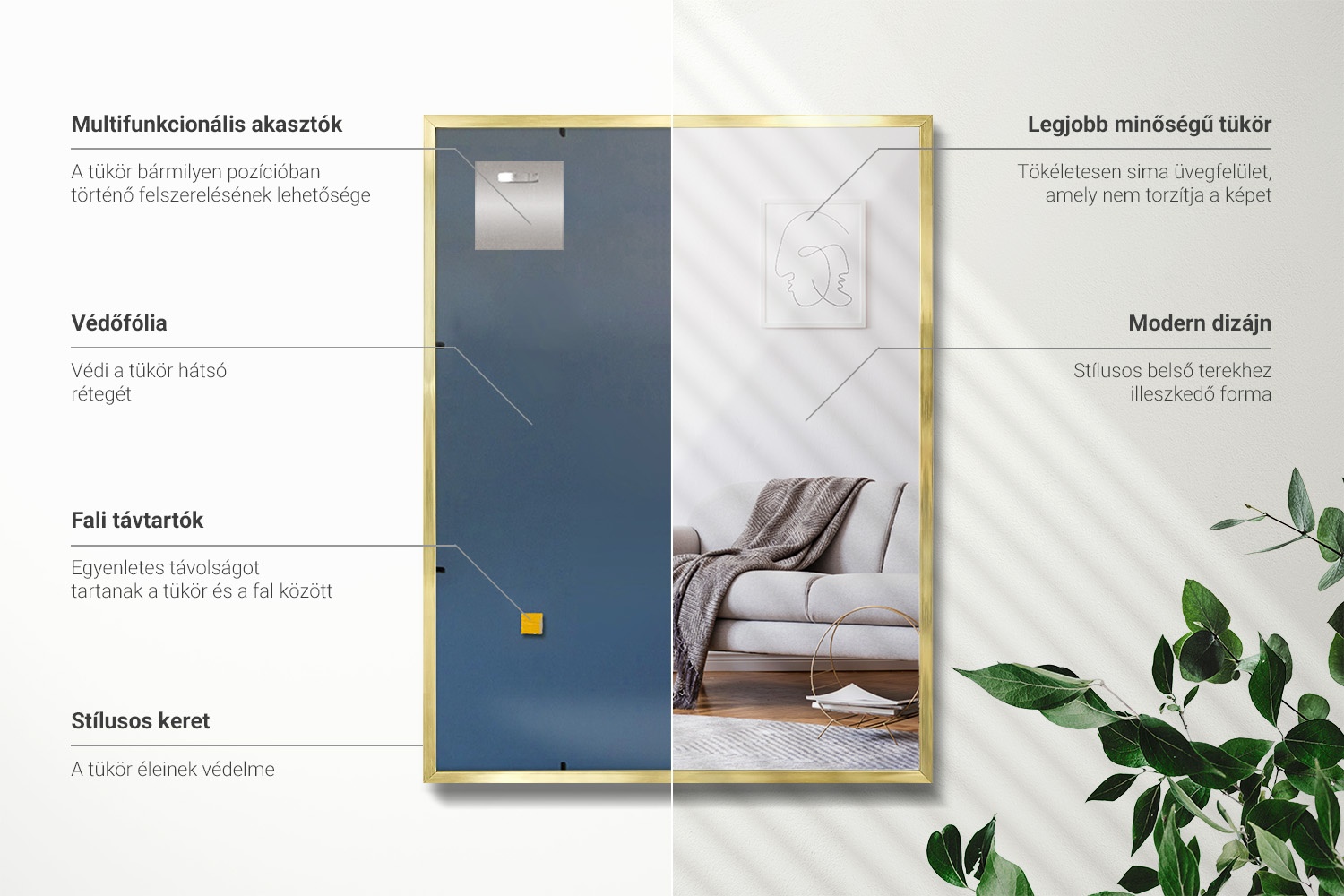 A tükör tulajdonságait bemutató infografika